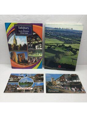 Vintage Set 2 Salisbury Old Sarum UK Travel Guidebooks Postcards 2002 Edition
